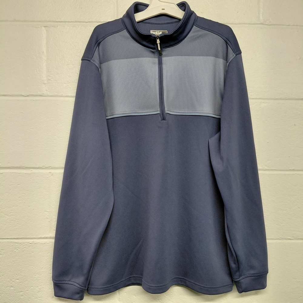 Bolle Golf 1/4 Zip Pullover Mens LARGE Blue Quarter Zip Long Sleeve Tech Stretch